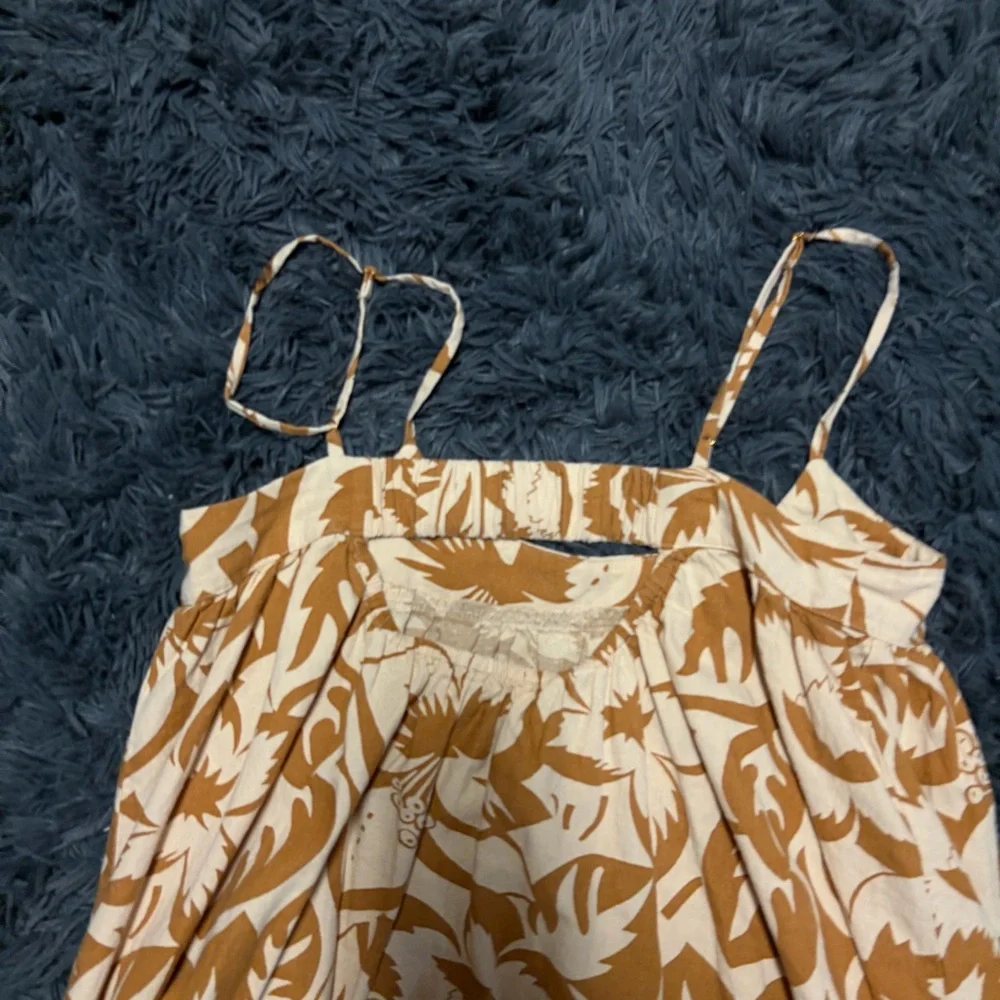 MADEWELL Women's summer beach boho Orange Linen-Blend Cami Midi Dress small - Picture 8 of 15